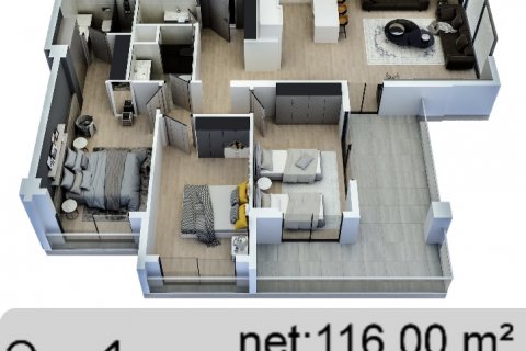 آپارتمان در  Mersin ، امارات متحده عربی 3 خوابه ، 140 متر مربع.  شماره 50275 - 17