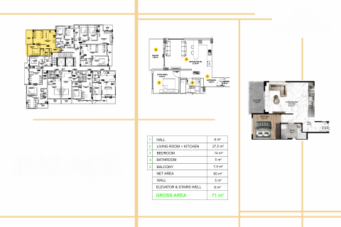 آپارتمان در  Alanya ، امارات متحده عربی 1 خوابه ، 63 متر مربع.  شماره 52431 - 13