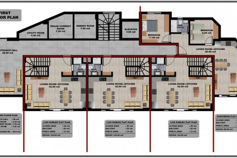 آپارتمان در Tosmur،  Alanya ، امارات متحده عربی 1 خوابه ، 62 متر مربع.  شماره 52524 - 17