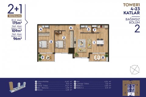 آپارتمان در  Izmir ، امارات متحده عربی 2 خوابه ، 85 متر مربع.  شماره 52451 - 16