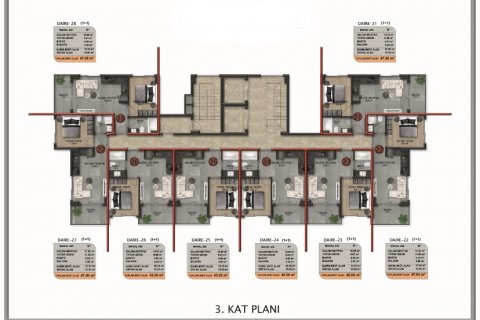 آپارتمان در  Alanya ، امارات متحده عربی 1 خوابه ، 40 متر مربع.  شماره 52291 - 24