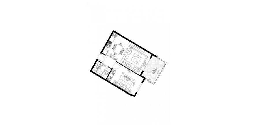 آپارتمان در در Yekta Sungate Residence Gazipasa ، امارات متحده عربی 1 خوابه ، 52 متر مربع.  شماره 51962