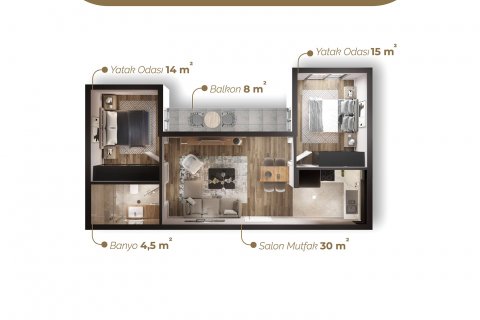 آپارتمان در  Izmir ، امارات متحده عربی 2 خوابه ، 81 متر مربع.  شماره 52436 - 12