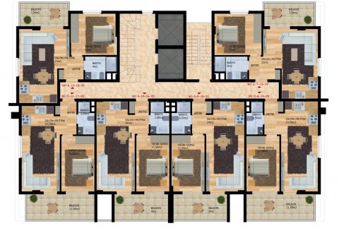 آپارتمان در  Alanya ، امارات متحده عربی 1 خوابه ، 58 متر مربع.  شماره 52531 - 20