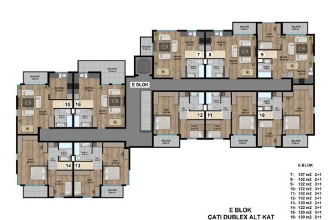 آپارتمان در  Antalya ، امارات متحده عربی 2 خوابه ، 107 متر مربع.  شماره 52871 - 15
