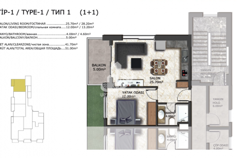 آپارتمان در  Mahmutlar ، امارات متحده عربی 2 خوابه ، 105 متر مربع.  شماره 32403 - 30