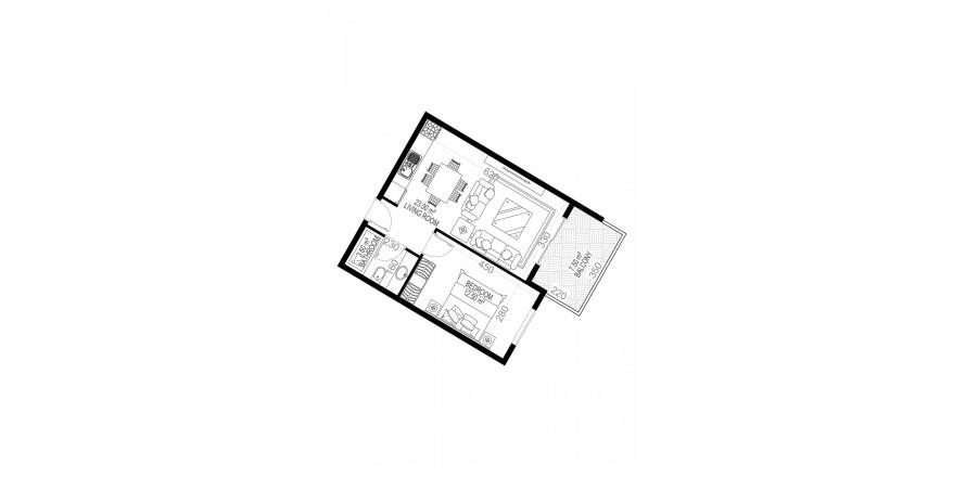 آپارتمان در در Yekta Sungate Residence Gazipasa ، امارات متحده عربی 1 خوابه ، 77.5 متر مربع.  شماره 51944