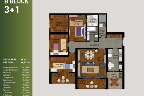 آپارتمان در  Istanbul ، امارات متحده عربی 3 خوابه ، 138 متر مربع.  شماره 53199 - 22