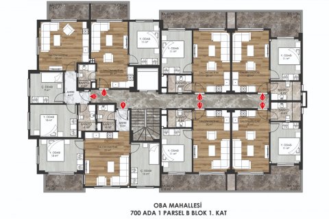 آپارتمان در  Alanya ، امارات متحده عربی 1 خوابه ، 57 متر مربع.  شماره 53968 - 16