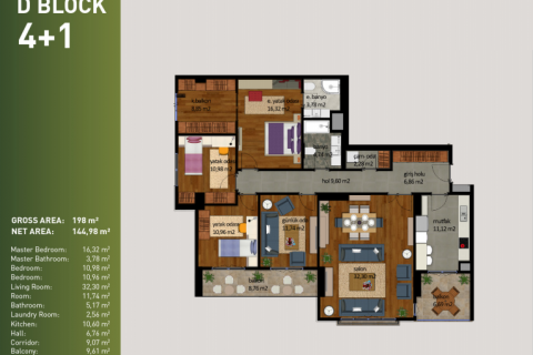 آپارتمان در  Istanbul ، امارات متحده عربی 4 خوابه ، 196 متر مربع.  شماره 53206 - 23