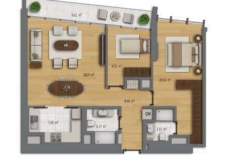 آپارتمان در Sisli،  Istanbul ، امارات متحده عربی 2 خوابه ، 101 متر مربع.  شماره 51495 - 25