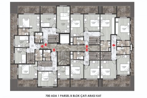 آپارتمان در  Alanya ، امارات متحده عربی 1 خوابه ، 57 متر مربع.  شماره 53968 - 19