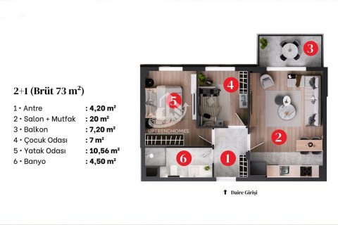 آپارتمان در  Antalya ، امارات متحده عربی 1 خوابه ، 60 متر مربع.  شماره 50617 - 24