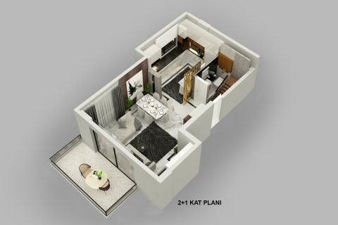 آپارتمان در  Alanya ، امارات متحده عربی 1 خوابه ، 47 متر مربع.  شماره 51683 - 15
