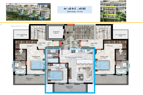 آپارتمان در  Kestel ، امارات متحده عربی 1 خوابه ، 55 متر مربع.  شماره 45838 - 10