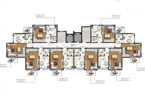 آپارتمان در  Alanya ، امارات متحده عربی 1 خوابه ، 55 متر مربع.  شماره 52419 - 21