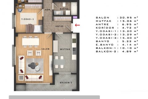 آپارتمان در  Istanbul ، امارات متحده عربی 3 خوابه ، 172 متر مربع.  شماره 52863 - 18