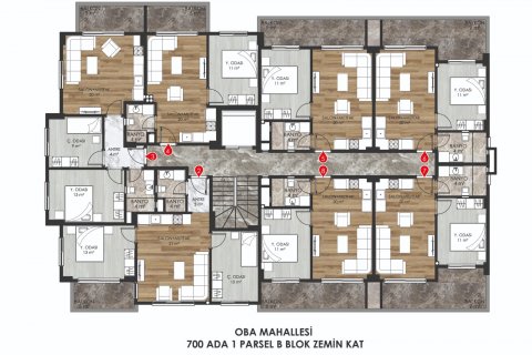 آپارتمان در  Alanya ، امارات متحده عربی 1 خوابه ، 57 متر مربع.  شماره 53968 - 15