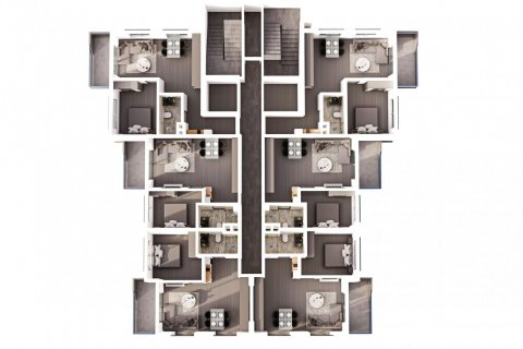 آپارتمان در  Alanya ، امارات متحده عربی 1 خوابه ، 43 متر مربع.  شماره 51473 - 16