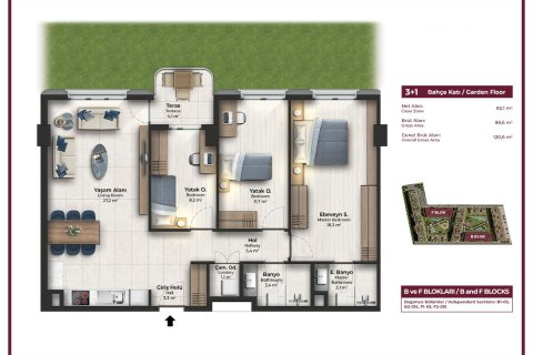 آپارتمان در Küçükçekmece،  Istanbul ، امارات متحده عربی 3 خوابه ، 106 متر مربع.  شماره 51636 - 18
