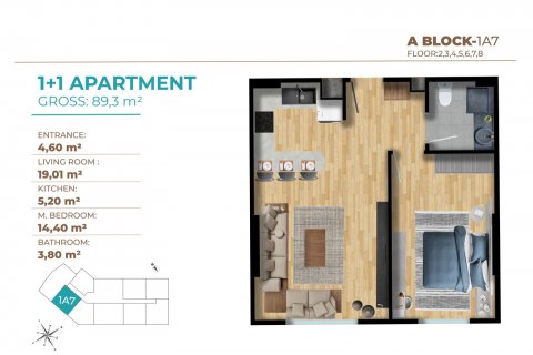 آپارتمان در  Istanbul ، امارات متحده عربی 1 خوابه ، 74 متر مربع.  شماره 52851 - 13