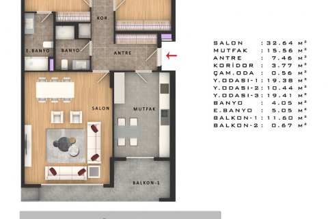 آپارتمان در  Istanbul ، امارات متحده عربی 3 خوابه ، 172 متر مربع.  شماره 52863 - 19