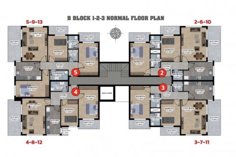 آپارتمان در  Alanya ، امارات متحده عربی 1 خوابه ، 48 متر مربع.  شماره 52294 - 11