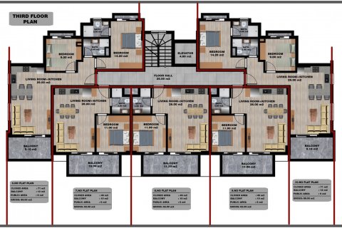 آپارتمان در Tosmur،  Alanya ، امارات متحده عربی 1 خوابه ، 62 متر مربع.  شماره 52524 - 18