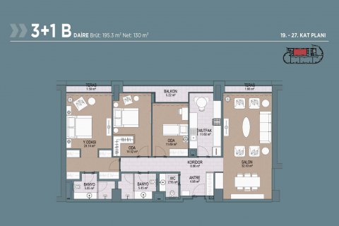 آپارتمان در  Istanbul ، امارات متحده عربی 3 خوابه ، 129 متر مربع.  شماره 53604 - 19