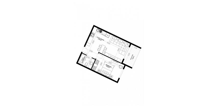 آپارتمان در در YEKTA ALARA CİTY Residence Mahmutlar ، امارات متحده عربی 1 خوابه ، 51.3 متر مربع.  شماره 50748