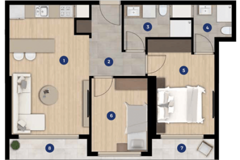 آپارتمان در  Izmir ، امارات متحده عربی 2 خوابه ، 75 متر مربع.  شماره 52400 - 19
