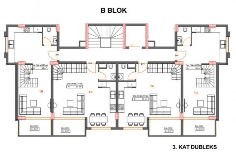 آپارتمان در  Alanya ، امارات متحده عربی 1 خوابه ، 52 متر مربع.  شماره 53969 - 12