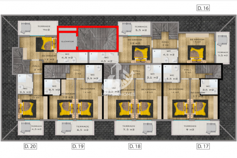 آپارتمان در  Mahmutlar ، امارات متحده عربی 1 خوابه ، 54 متر مربع.  شماره 46182 - 15