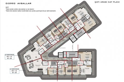 آپارتمان در  Alanya ، امارات متحده عربی 1 خوابه ، 54 متر مربع.  شماره 52440 - 22