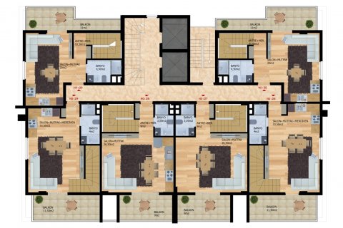 آپارتمان در  Alanya ، امارات متحده عربی 1 خوابه ، 58 متر مربع.  شماره 52531 - 21