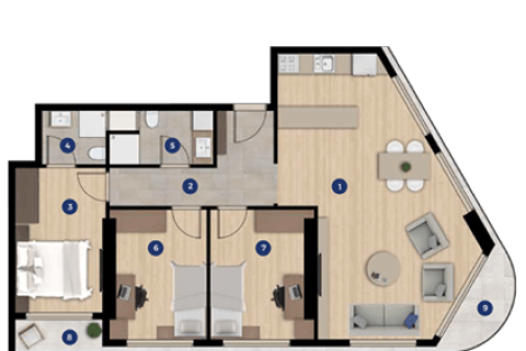 آپارتمان در  Izmir ، امارات متحده عربی 2 خوابه ، 75 متر مربع.  شماره 52400 - 21