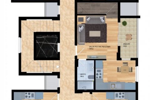 آپارتمان در  Alanya ، امارات متحده عربی 1 خوابه ، 55 متر مربع.  شماره 52534 - 13