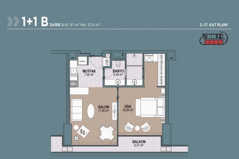 آپارتمان در  Istanbul ، امارات متحده عربی 1 خوابه ، 51 متر مربع.  شماره 53602 - 23