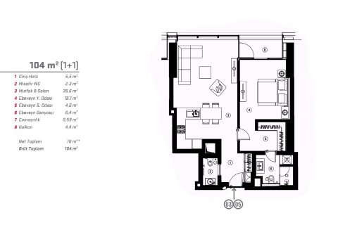 آپارتمان در  Istanbul ، امارات متحده عربی 1 خوابه ، 111 متر مربع.  شماره 51665 - 19
