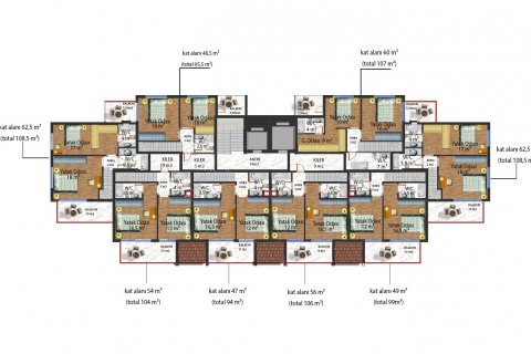 آپارتمان در  Alanya ، امارات متحده عربی 1 خوابه ، 55 متر مربع.  شماره 52419 - 20