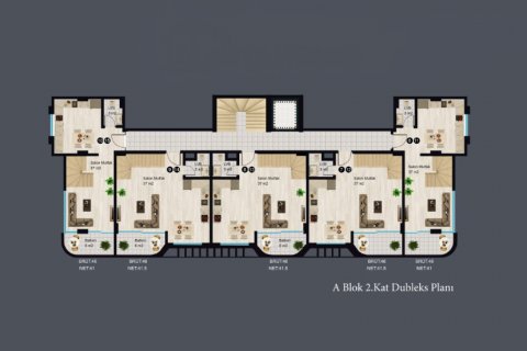 آپارتمان در  Alanya ، امارات متحده عربی 1 خوابه ، 46 متر مربع.  شماره 52297 - 21