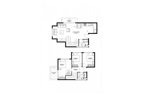 پنت هاس در در Yekta Blue V Residence Mahmutlar ، ترکیه 3 خوابه ، 134.3 متر مربع.  شماره 52128