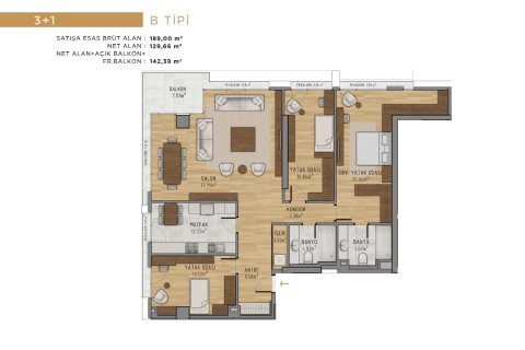 آپارتمان در Üsküdar،  Istanbul ، امارات متحده عربی 3 خوابه ، 189 متر مربع.  شماره 53772 - 18