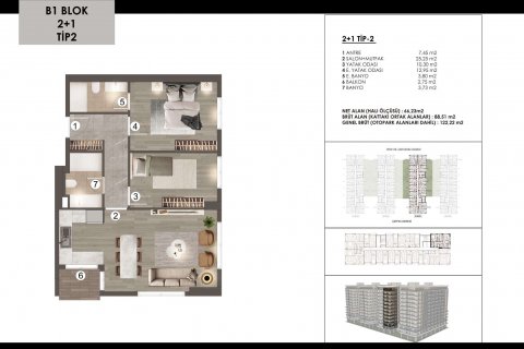 آپارتمان در  Istanbul ، امارات متحده عربی 2 خوابه ، 122 متر مربع.  شماره 54878 - 28