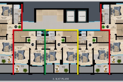 آپارتمان در  Alanya ، امارات متحده عربی 1 خوابه ، 62 متر مربع.  شماره 51485 - 19