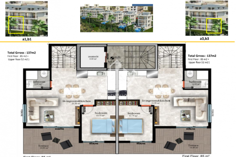 آپارتمان در  Kestel ، امارات متحده عربی 1 خوابه ، 55 متر مربع.  شماره 45838 - 11
