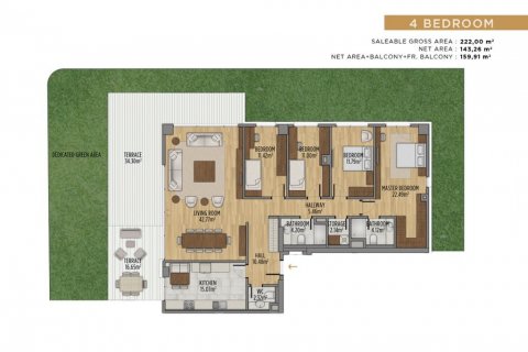 آپارتمان در Üsküdar،  Istanbul ، امارات متحده عربی 4 خوابه ، 222 متر مربع.  شماره 53773 - 17