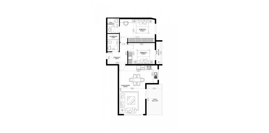 آپارتمان در در YEKTA ALARA CİTY Residence Mahmutlar ، امارات متحده عربی 2 خوابه ، 94.2 متر مربع.  شماره 50744