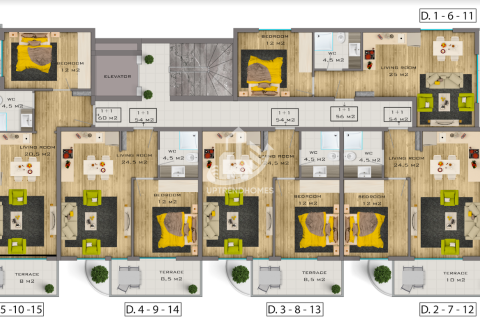 آپارتمان در  Mahmutlar ، امارات متحده عربی 1 خوابه ، 54 متر مربع.  شماره 46182 - 13