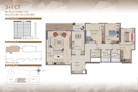آپارتمان در  Istanbul ، امارات متحده عربی 3 خوابه ، 163 متر مربع.  شماره 51410 - 11
